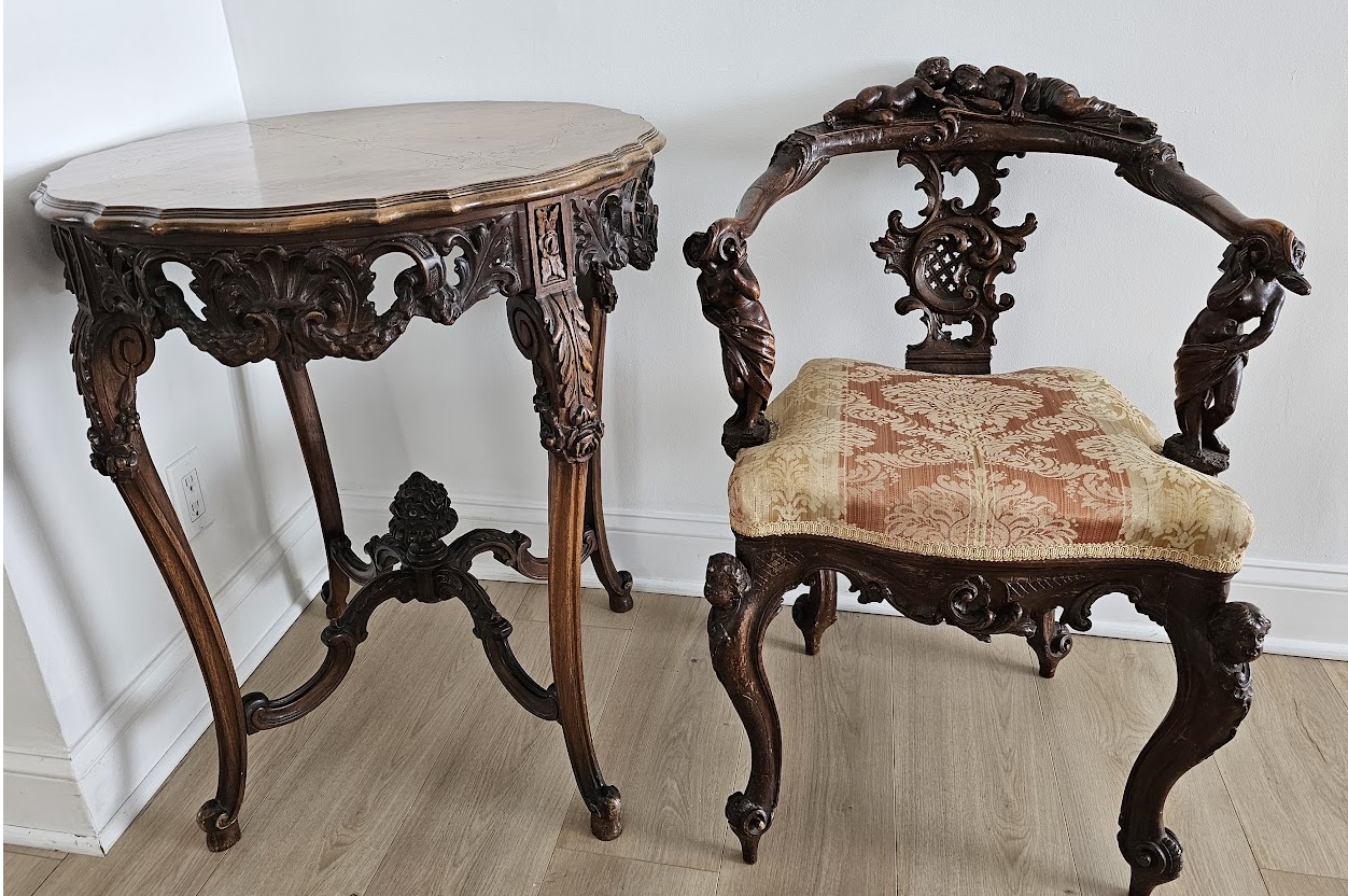 Baroque Revival Table and Chair Suite